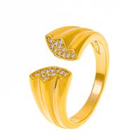 Köbös Circonia mikro egyengetni sárgaréz gyűrű, arany színű aranyozott, divat ékszerek & mikro egyengetni cirkónia & a nő, több színt a választás, 17mm, Által értékesített PC