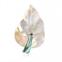 Shell Brooch, with Tibetan Style, Leaf, silver color plated, for woman, mixed colors, 31x49mm, Sold By PC