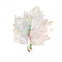 Shell Brooch, Maple Leaf, for woman, white, 38x44mm, Sold By PC