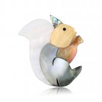 Shell Brooch, Squirrel, Unisex, mixed colors, 36x41mm, Sold By PC