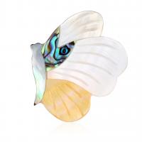 Shell Brooch, Butterfly, for woman, mixed colors, 33x39mm, Sold By PC