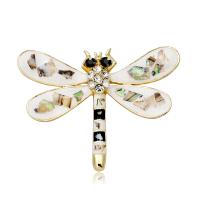 Zinc Alloy Brooches with Shell Dragonfly KC gold color plated Unisex & enamel & with rhinestone mixed colors nickel lead & cadmium free Sold By PC