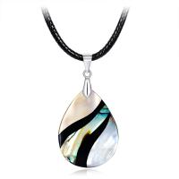 Shell Necklaces with leather cord with 5cm extender chain Teardrop for woman mixed colors Length Approx 45 cm Sold By PC