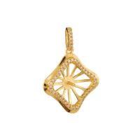 Brass Pendant Findings, Rhombus, real gold plated, DIY & with rhinestone, nickel, lead & cadmium free, 20x20mm, Approx 20PCs/Bag, Sold By Bag