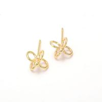 Brass Earring Stud Component, real gold plated, DIY, nickel, lead & cadmium free, 5-15mm, Approx 20PCs/Bag, Sold By Bag