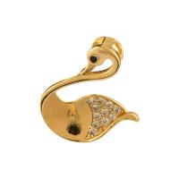 Brass Peg Bail Swan real gold plated DIY & micro pave cubic zirconia nickel lead & cadmium free 17mm Approx Sold By Bag