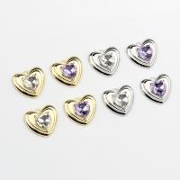 Tibetan Style Heart Pendants, with Cubic Zirconia, plated, Unisex & faceted, more colors for choice, nickel, lead & cadmium free, 22x20mm, Approx 20PCs/Bag, Sold By Bag