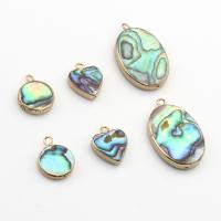 Natural Abalone Shell Pendants with Brass gold color plated & Unisex Sold By PC