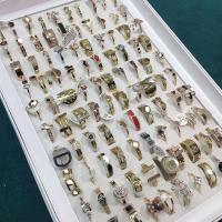 Titanium Steel Finger Ring, with Shell, Galvanic plating, Unisex & with rhinestone, mixed colors, US Ring Size:6-10, Approx 50PCs/Bag, Sold By Bag