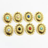 Cink Alloy Shank Button, s Smola, Cvijet, zlatna boja pozlaćen, možete DIY, više boja za izbor, nikal, olovo i kadmij besplatno, 33x43mm, Približno 15računala/Torba, Prodano By Torba