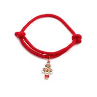 Christmas Holiday Bracelet Polyester Cord with Zinc Alloy gold color plated Christmas jewelry & for woman & enamel & with rhinestone mixed colors Length 14-26 cm Sold By PC