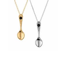 Stainless Steel Jewelry Necklace, 304 Stainless Steel, with 2 extender chain, Spoon, Vacuum Plating, Unisex, more colors for choice, 12x40mm, Length:17.7 Inch, Sold By PC