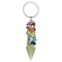 Bag Purse Charms Keyrings Keychains Gemstone with Brass Conical silver color plated & Unisex 85mm Sold By PC