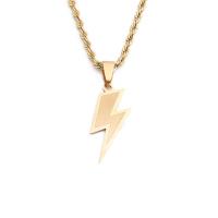 Titanium Steel Necklace, with 304 Stainless Steel, Lightning Symbol, gold color plated, Unisex, golden, Length:23.62 Inch, Sold By PC