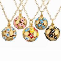 Evil Eye Jewelry Necklace, Brass, with 2 extender chain, gold color plated, Unisex & enamel, more colors for choice, nickel, lead & cadmium free, 15x18mm, Length:17.7 Inch, Sold By PC