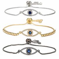 Evil Eye šperky náramek, Mosaz, s Terylene kabel & Skořápka, unisex & různé styly pro výběr & micro vydláždit kubické zirkony, více barev na výběr, nikl, olovo a kadmium zdarma, 25mm, Délka 16-21 cm, Prodáno By PC