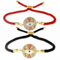 Evil Eye Jewelry Bracelet Brass with Polyester Cord plated & micro pave cubic zirconia & for woman & enamel nickel lead & cadmium free Sold By PC