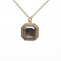 Cubic Zircon Micro Pave Brass Necklace, with Crystal, with 2 extender chain,  Square, gold color plated, Unisex & micro pave cubic zirconia, more colors for choice, nickel, lead & cadmium free, 17x22mm, Length:17.7 Inch, Sold By PC