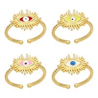Evil Eye Jewelry Ring Finger, cobre, Mau-olhado, banhado a cores de alta qualidade de ouro, para mulher & esmalte, Mais cores pare escolha, níquel, chumbo e cádmio livre, 12mm, vendido por PC