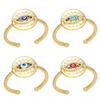 Evil Eye Biżuteria Ring Finger, Mosiądz, Złe oko, wysokiej jakości chromowana w kolorze złotym, mikro utorować cyrkonia & dla kobiety & emalia, dostępnych więcej kolorów, bez zawartości niklu, ołowiu i kadmu, 12mm, sprzedane przez PC