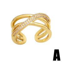 Cubic Zirconia Micro Pave Brass Ring, high quality gold color plated, different styles for choice & micro pave cubic zirconia & for woman & enamel, golden, nickel, lead & cadmium free, 10mm, Sold By PC