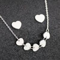 Fashion Stainless Steel Jewelry Sets, Stud Earring & sweater chain necklace, 304 Stainless Steel, with 1.97inch extender chain, Heart, 2 pieces & fashion jewelry & for woman, original color, 8mm,10mm, Length:Approx 17.72 Inch, Sold By Set