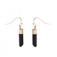 Natural Gemstone Earrings Brass with Schorl fashion jewelry & for woman nickel lead & cadmium free 15-30mm Sold By Pair