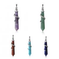 Gemstone Pendants Jewelry, Tibetan Style, with Gemstone, different materials for choice & Unisex, nickel, lead & cadmium free, 12x50mm, Sold By PC
