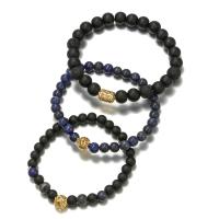 Gemstone Bracelets, with Brass, Round, gold color plated, vintage & Unisex & different size for choice, more colors for choice, Length:18-26 cm, Sold By PC