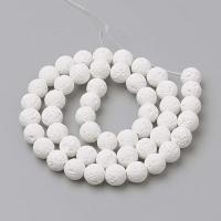Natural Lava Beads, Round, DIY & different size for choice, white, Sold Per Approx 38 cm Strand