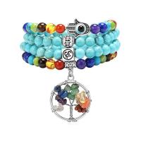 Gemstone Bracelets with Zinc Alloy Tree silver color plated fashion jewelry & multilayer & Unisex Length 90 cm Sold By PC