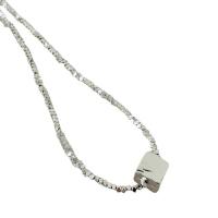 Zinc Alloy Jewelry Necklace with 6cm extender chain Square silver color plated fashion jewelry & adjustable & for woman silver color nickel lead & cadmium free Length Approx 47 cm Sold By PC