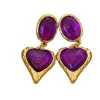 Resin Earring Zinc Alloy with Resin Heart silver color plated fashion jewelry & for woman nickel lead & cadmium free 60mm Sold By Pair