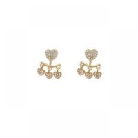 Zinc Alloy Stud Earring Heart high quality gold color plated fashion jewelry & for woman & with rhinestone golden nickel lead & cadmium free Sold By Pair
