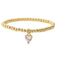 Cubic Zirconia Micro Pave Brass Bracelet with Plastic Pearl 18K gold plated & micro pave cubic zirconia & for woman 240mm Sold By PC
