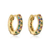 Cubic Zirconia Micro Pave Brass Earring, 18K gold plated, micro pave cubic zirconia & for woman & enamel, gold, Sold By Pair
