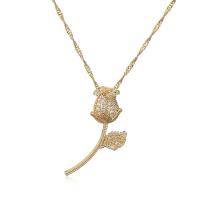 Cubic Zircon Micro Pave Brass Necklace, Flower, 18K gold plated, different styles for choice & micro pave cubic zirconia & for woman, more colors for choice, 450mm, Sold By PC