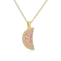 Cubic Zircon Micro Pave Brass Necklace 18K gold plated micro pave cubic zirconia & for woman Length Approx 17.7 Inch Sold By PC