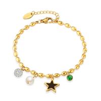 Titan Edelstahl Armband, Titanstahl, mit Kunststoff Perlen, Modeschmuck & für Frau, Goldfarbe, 150mm, verkauft von PC