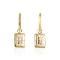 Titanium Steel  Earring, 14K gold plated, micro pave cubic zirconia & for woman, more colors for choice, 27x9mm, Sold By Pair