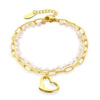 Tytan stalowa bransoleta, Titantium stali, ze Kryształ, biżuteria moda & dla kobiety, złoto, 155mm, sprzedane przez PC