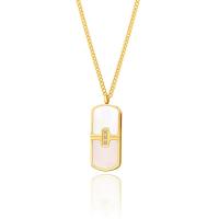 Titanstahl Halskette, mit Muschel, Modeschmuck & für Frau, Goldfarbe, 20x10mm, Länge:40 cm, verkauft von PC