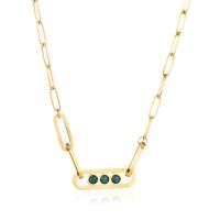 Titanium Steel Necklace with Natural Stone 14K gold plated fashion jewelry & for woman 470mm Sold By PC