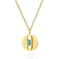 Titanstahl Halskette, mit Naturstein, 14 K vergoldet, Modeschmuck & für Frau, keine, 18mm, Länge:39 cm, verkauft von PC