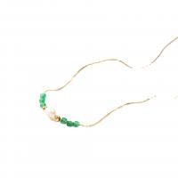 Titanstahl Halskette, mit Natürliche kultivierte Süßwasserperlen & Natürlicher Quarz, 14 K vergoldet, Modeschmuck & für Frau, keine, 395mm, verkauft von PC
