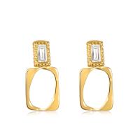 Titanium Steel  Earring, 14K gold plated, micro pave cubic zirconia & for woman, more colors for choice, 16x8mm, Sold By Pair