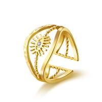 Titanium Steel Finger Ring 14K gold plated Adjustable & for woman & hollow gold 20mm Sold By PC
