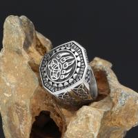 Rozsdamentes acél Finger Ring, 304 rozsdamentes acél, egynemű & különböző méretű a választás & megfeketedik, az eredeti szín, Által értékesített PC