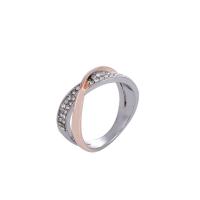Zinc Alloy Finger Ring plated & micro pave cubic zirconia & for woman & hollow two different colored Sold By Lot
