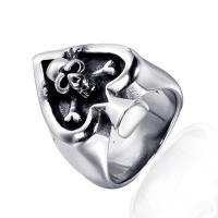 Titanium Steel Finger Ring, Skull, polished, different size for choice & for man & blacken, original color, Sold By PC